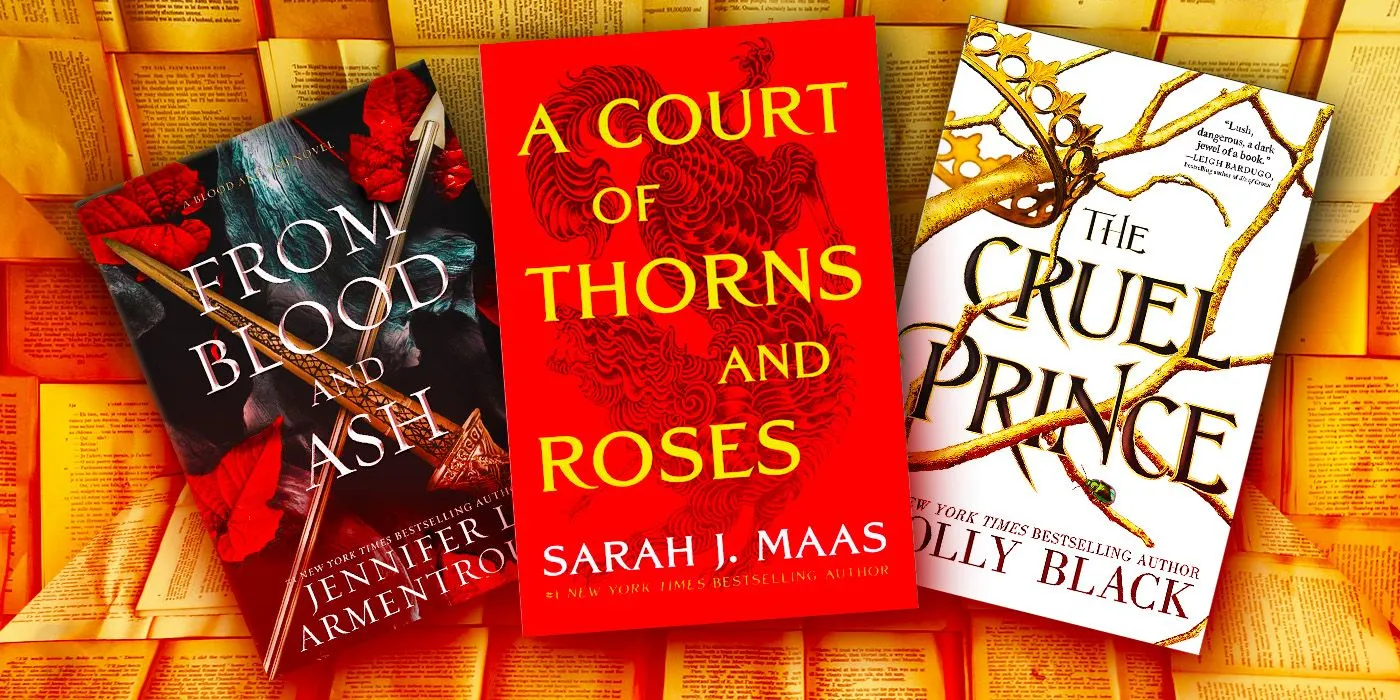 Cover images of popular romantasy titles such as Blood and Ash, A Court of Thorns & Roses, and The Cruel Prince