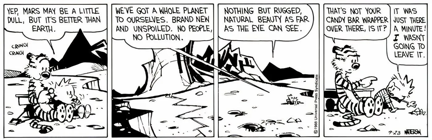 Calvin and Hobbes hanging out on Mars.