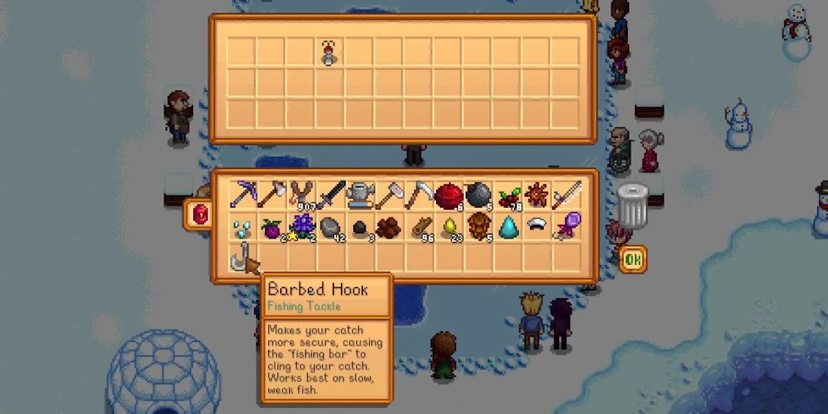 Diverse opzioni di attrezzatura nella Stardew Valley