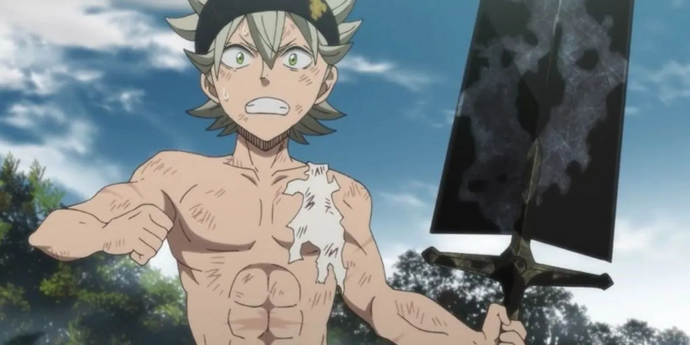 Asta ćwiczy techniki miecza w Black Clover