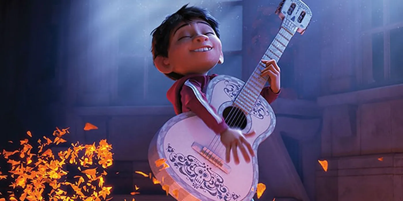 Miguel joue de la guitare dans Coco