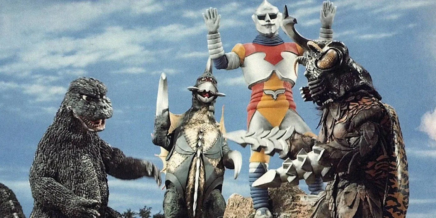 Godzilla face à Gigan et Megalon