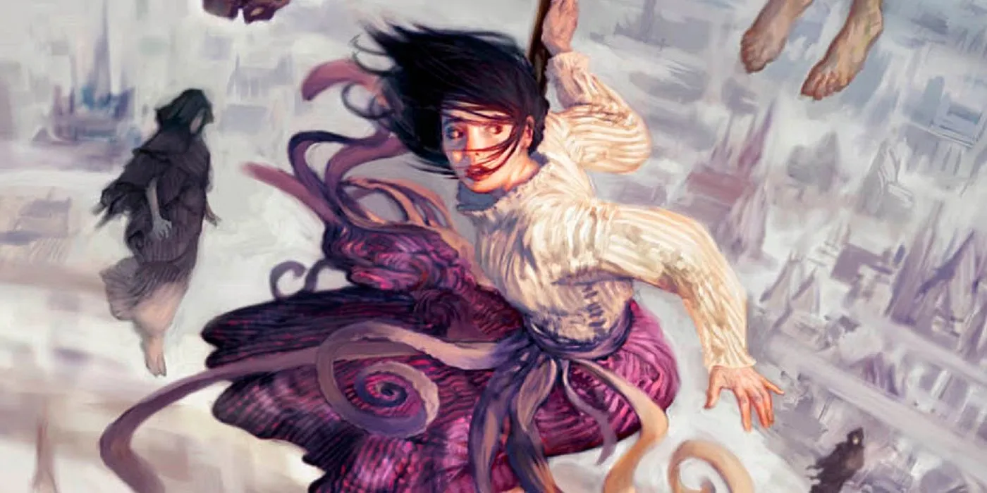 《Mistborn》封面上 Vin 戰鬥的照片