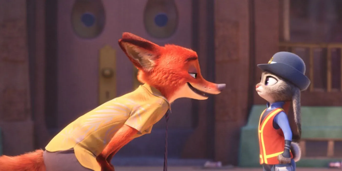 Nick et Judy discutent dans Zootopie