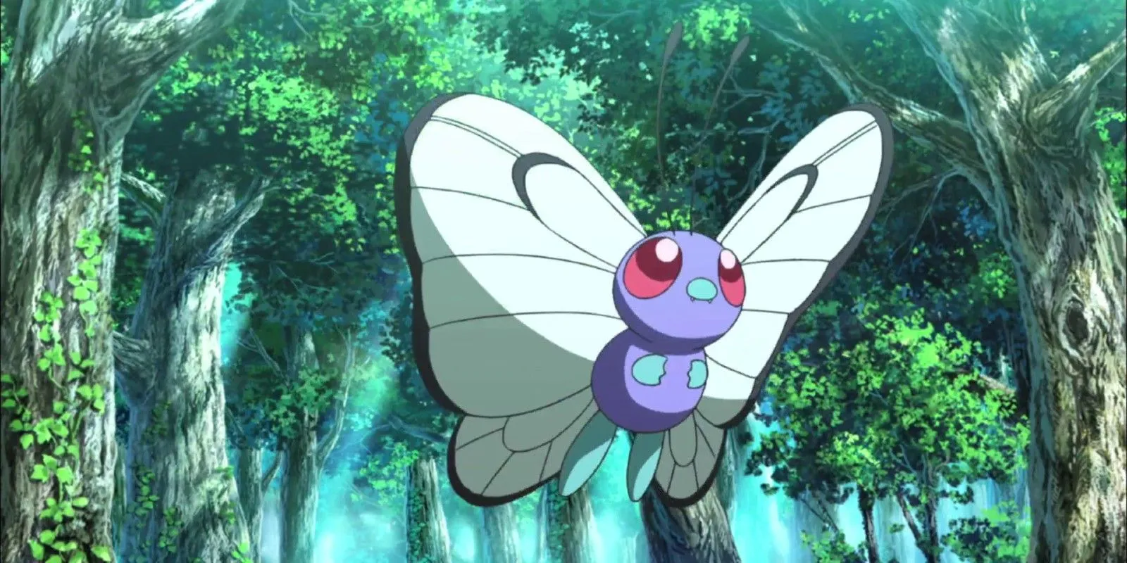 Ash verabschiedet sich im Film von Butterfree.