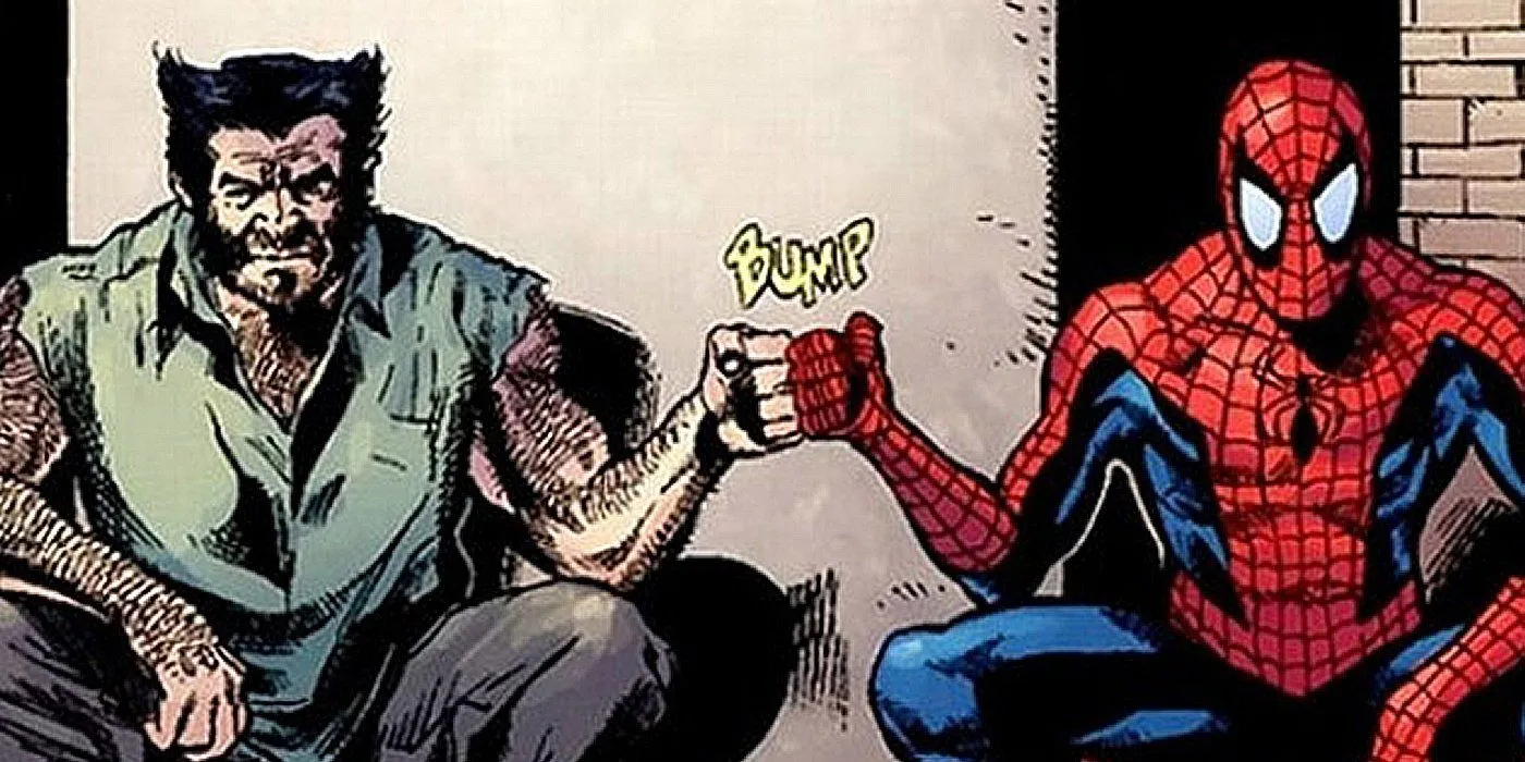 Homem-Aranha e Wolverine se cumprimentam