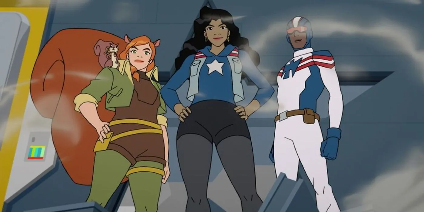 Squirrel Girl, America Chavez et Patriot se préparent au combat dans Marvel Rising