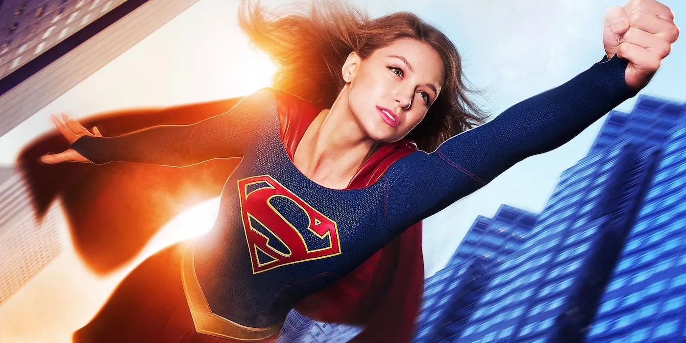 Melissa Benoist posando como Supergirl