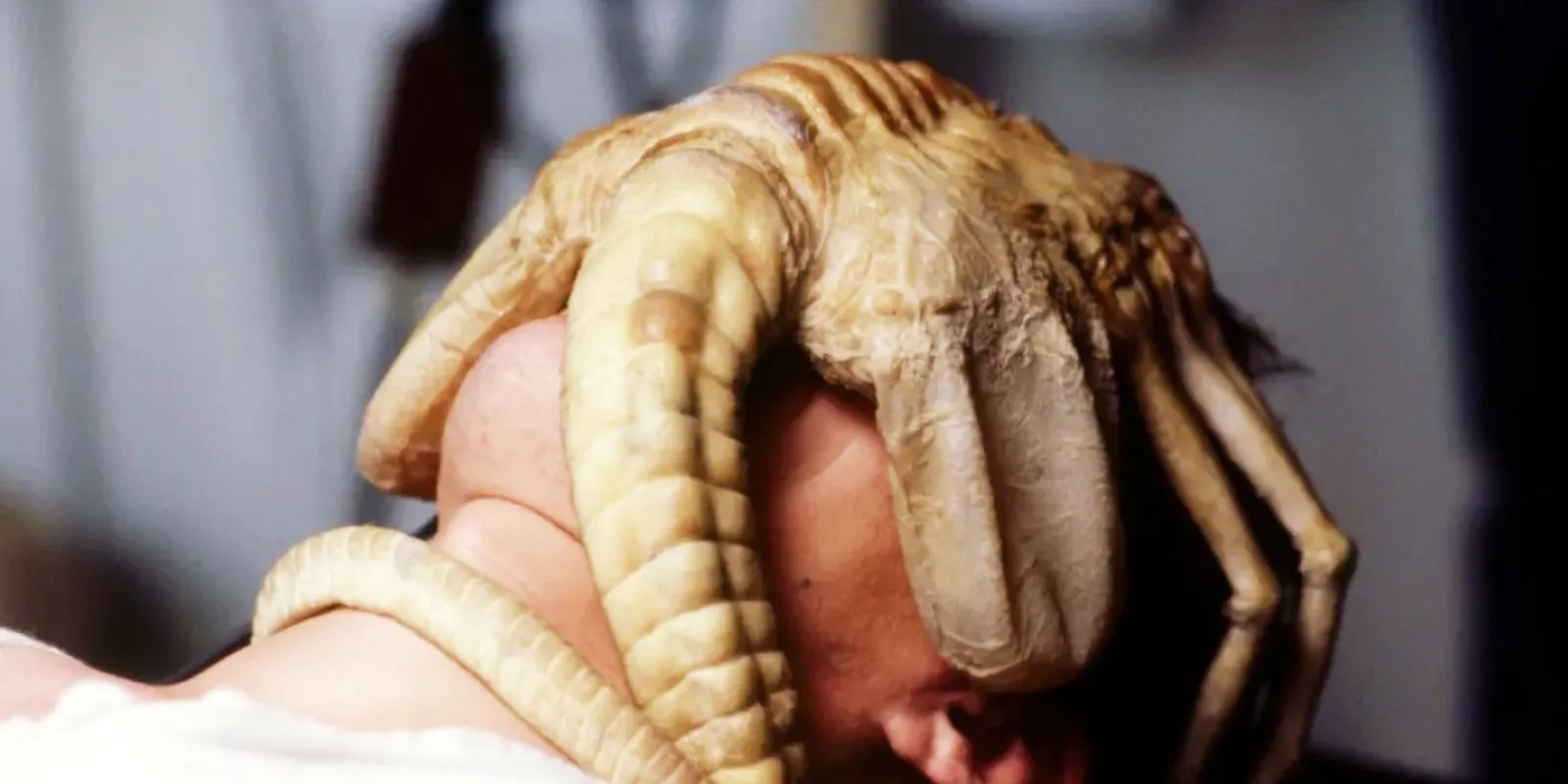 Un Facehugger s'est accroché au visage de quelqu'un dans Alien