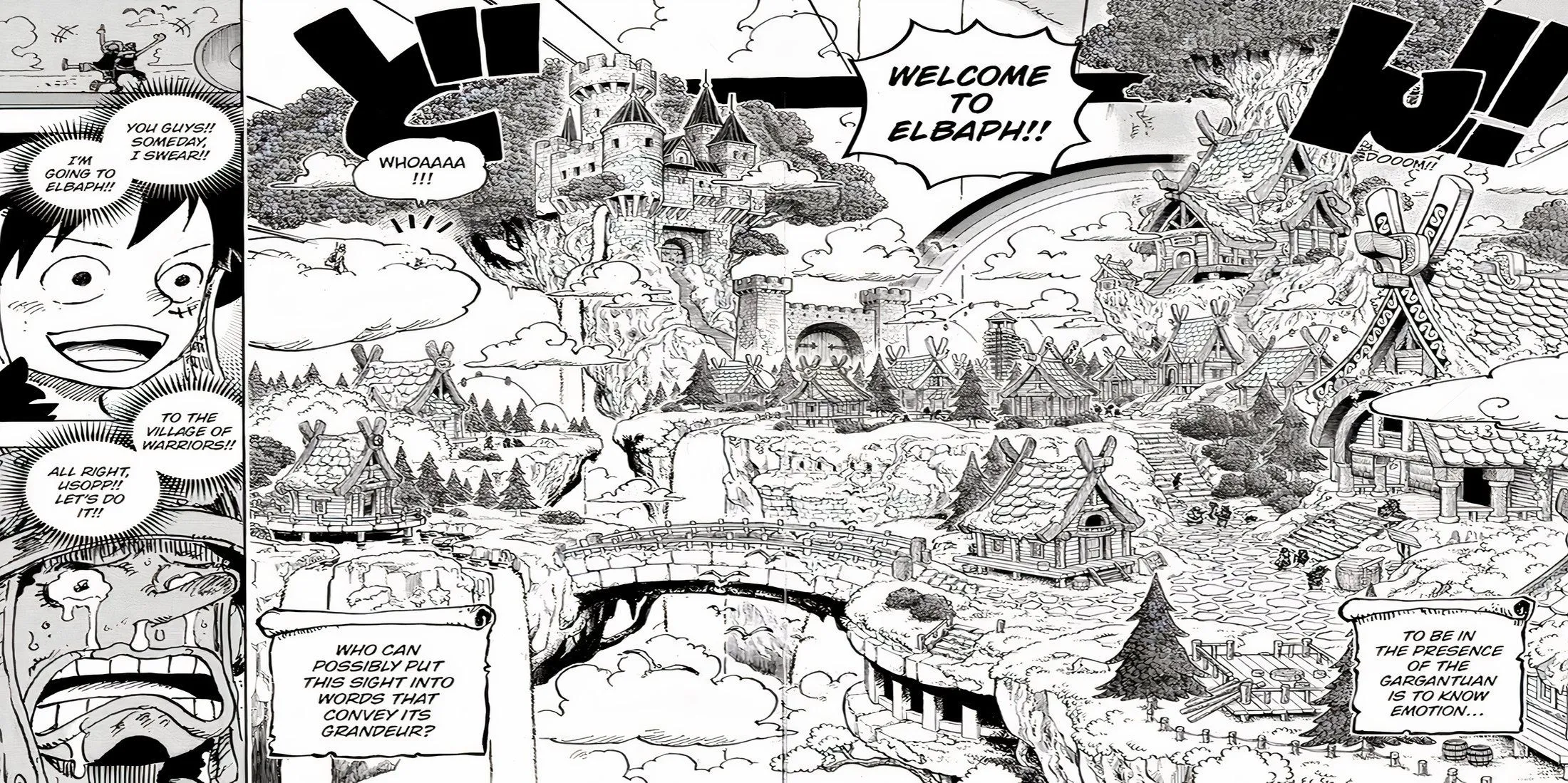 Premier aperçu du village d'Elbaf dans One Piece