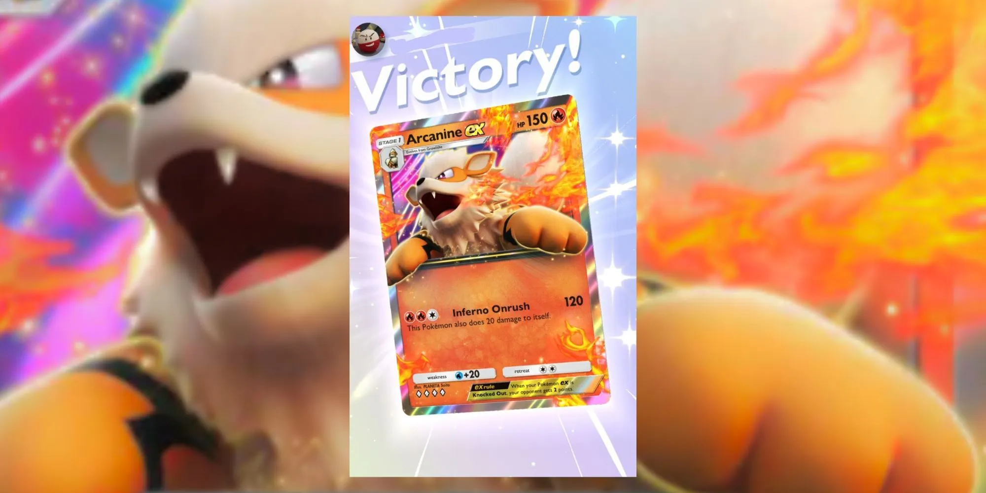 Victory screen showcasing Arcanine ex