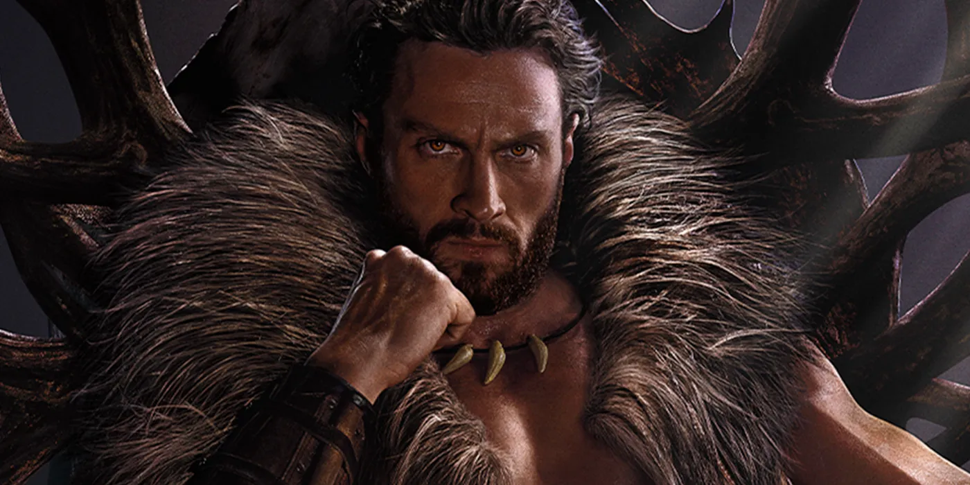 Aaron Taylor Johnson nel poster di Kraven il cacciatore