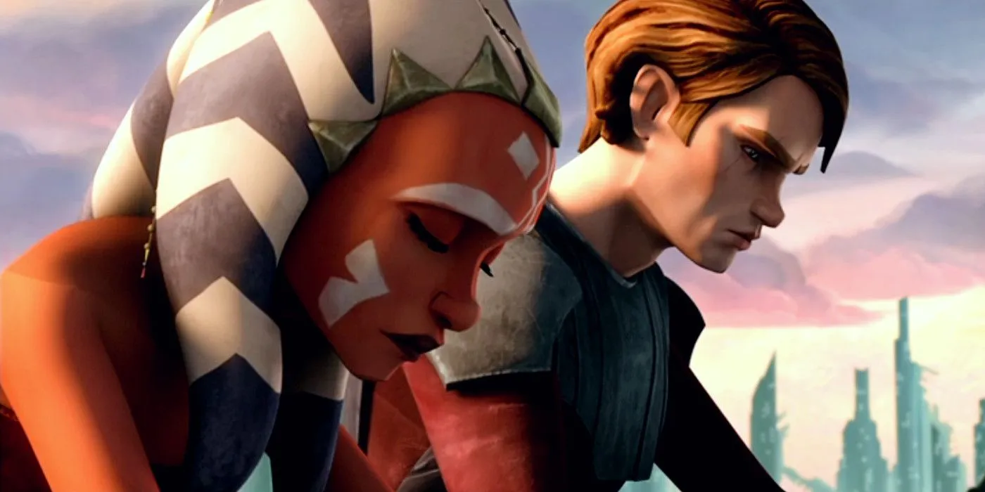 Anakin y Ahsoka en la película The Clone Wars