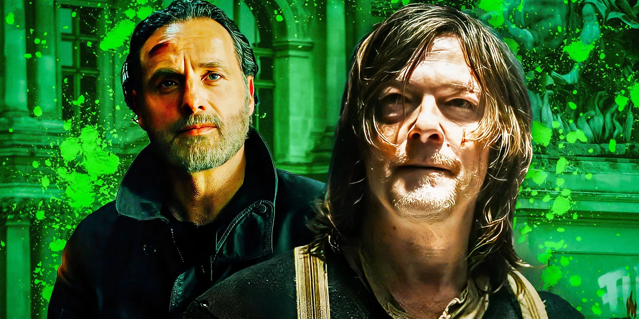 Andrew Lincoln nel ruolo di Rick Grimes e Norman Reedus nel ruolo di Daryl Dixon