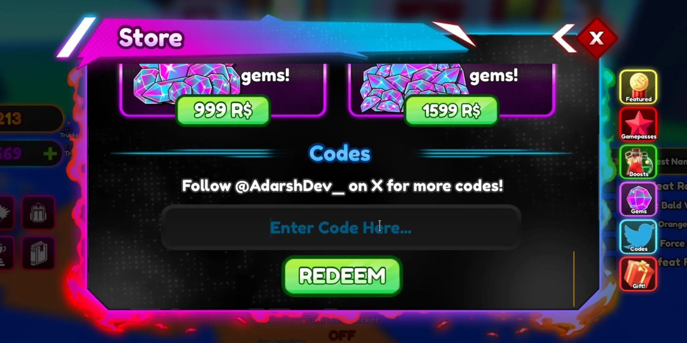 Anime Arcane Simulator the codes tab