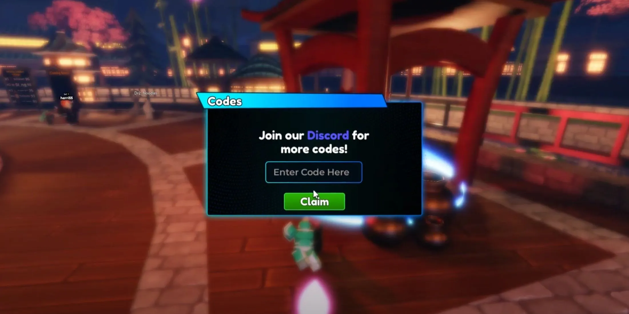 Anime Royale code redemption area