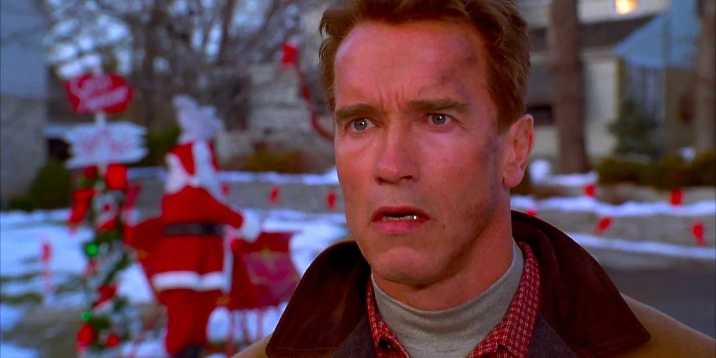 Arnold Schwarzenegger a l'air perplexe dans Jingle All the Way