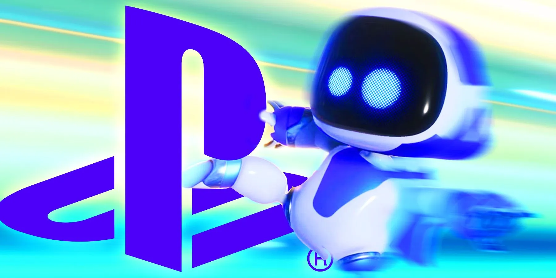 PlayStation のロゴの横で反応する Astro Bot