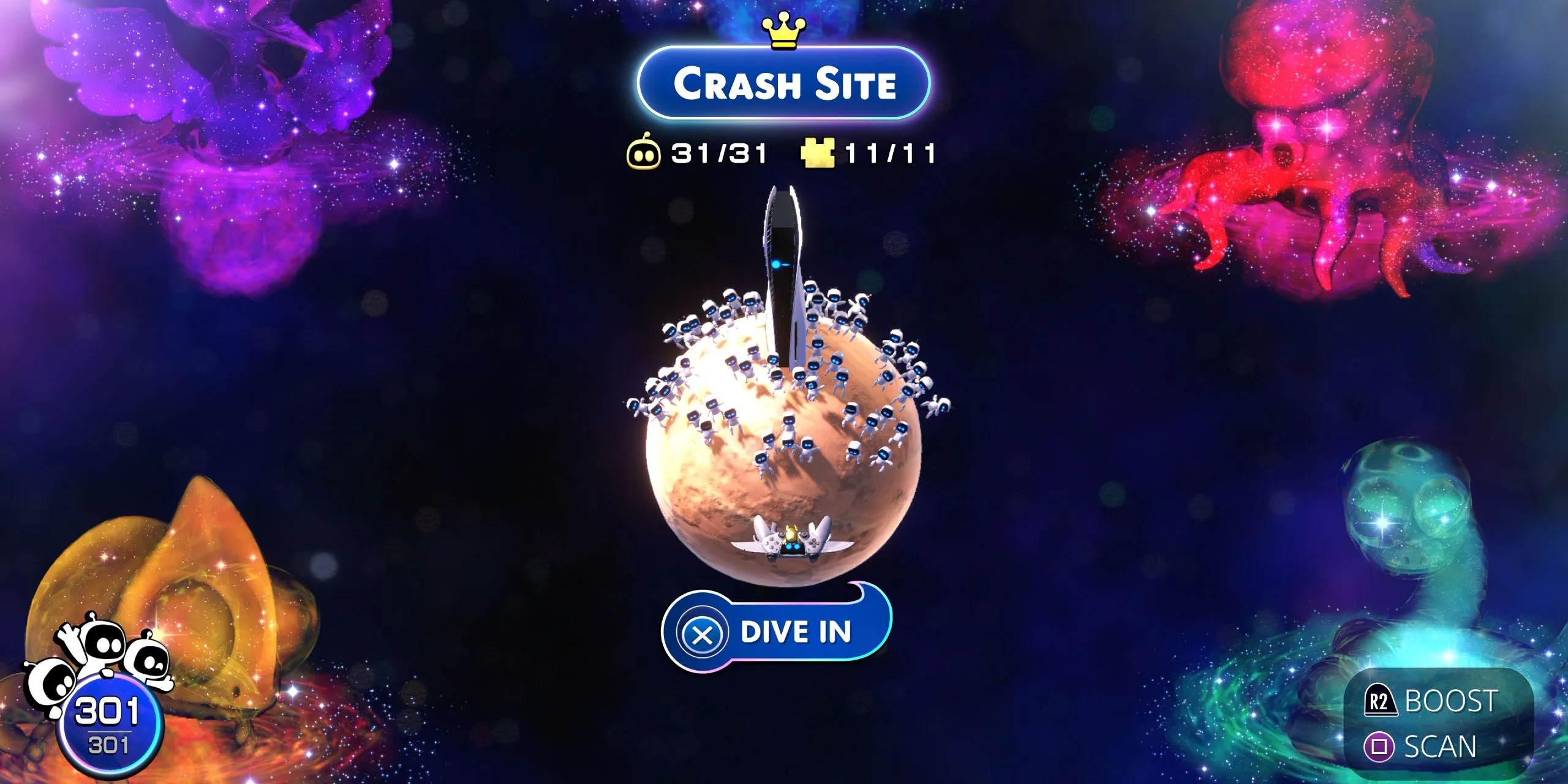 Site du crash d'Astro Bot