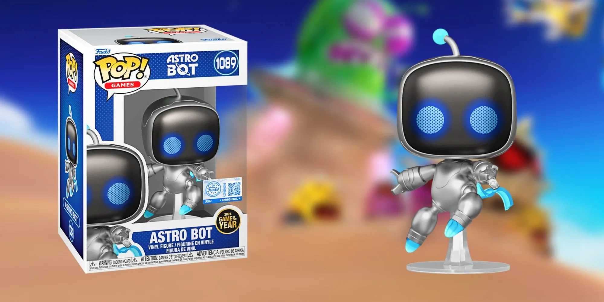 Astro Bot w pudełku i na podstawce