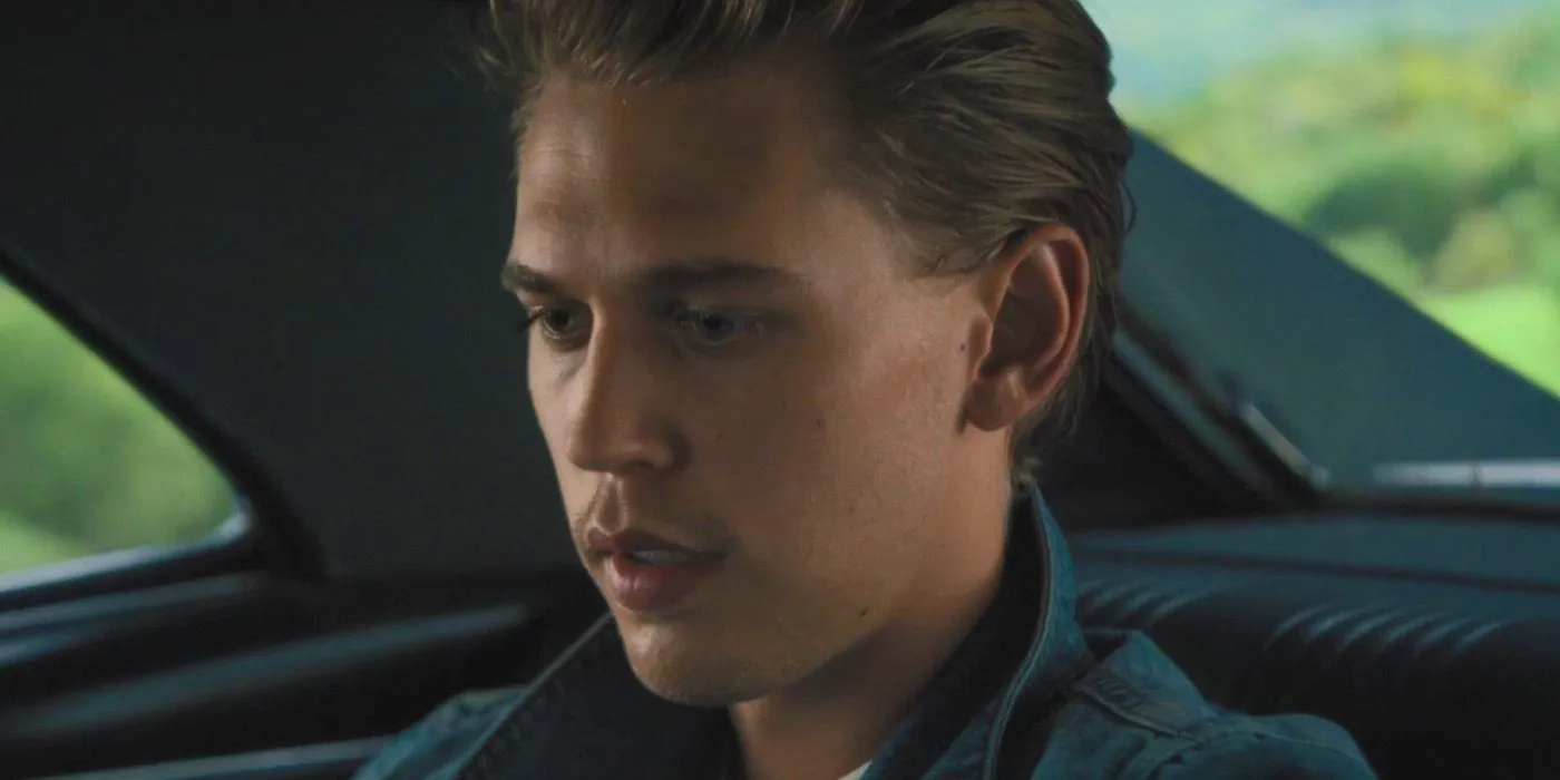 Austin Butler dans une scène de voiture dans The Dead Don't Die