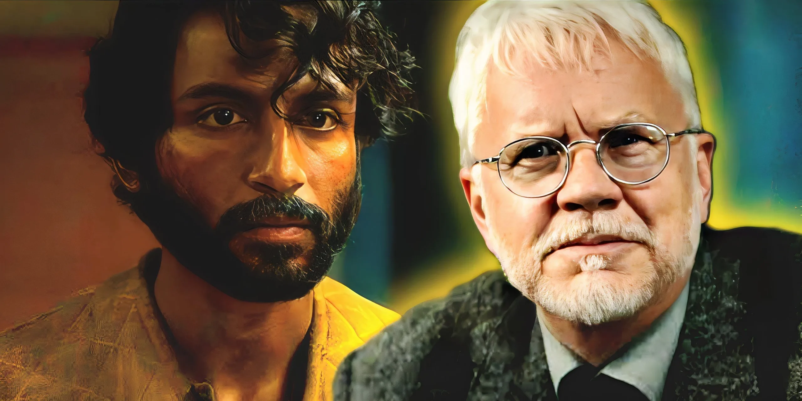 Avi Nash como Lukas y Tim Robbins como Bernard en Silo