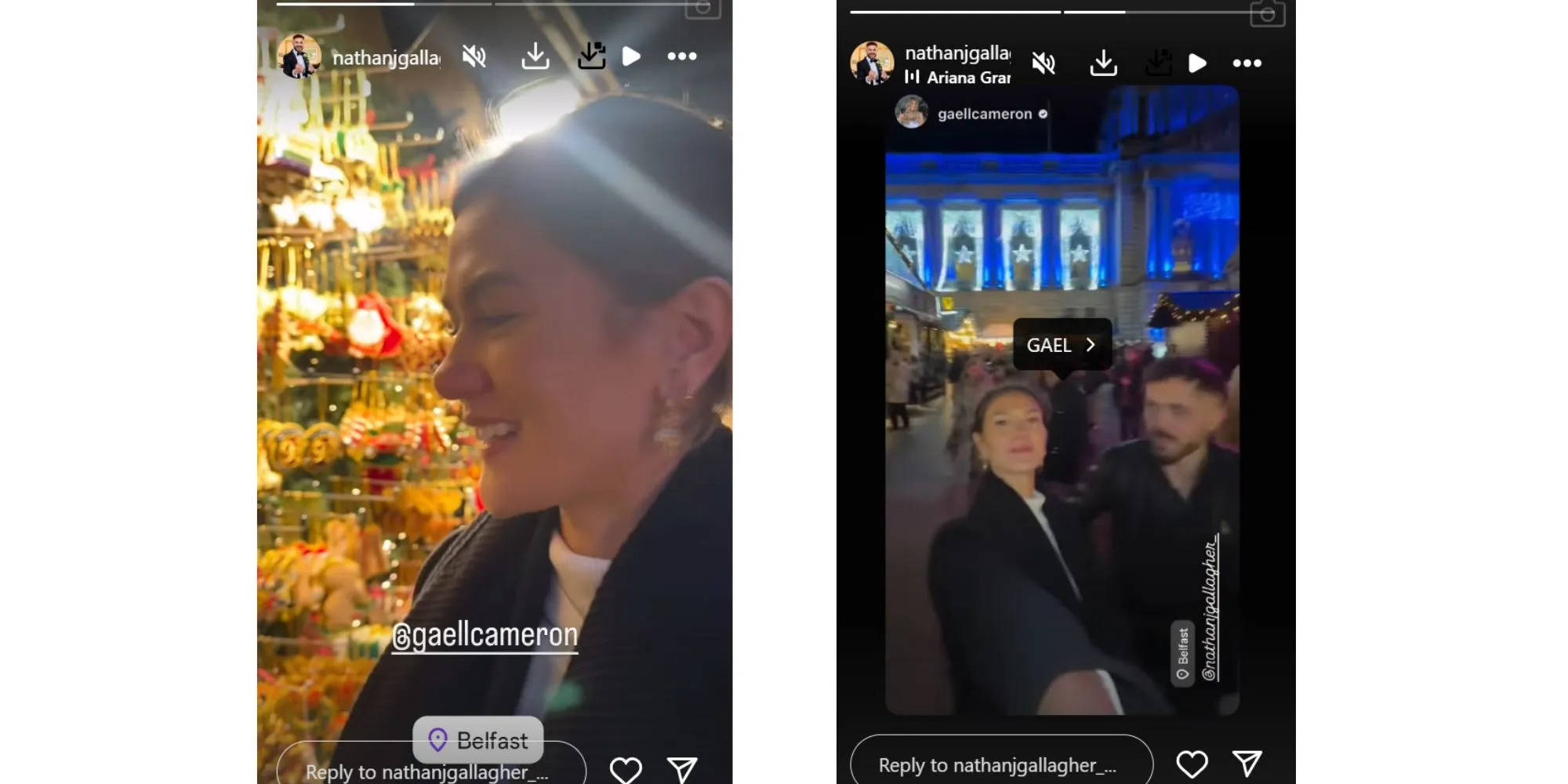 Gael Cameron and Nathan Gallagher enjoying time together on Instagram