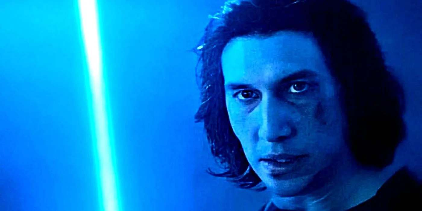 Ben Solo holding a blue lightsaber on Exegol in Star Wars: The Rise of Skywalker.