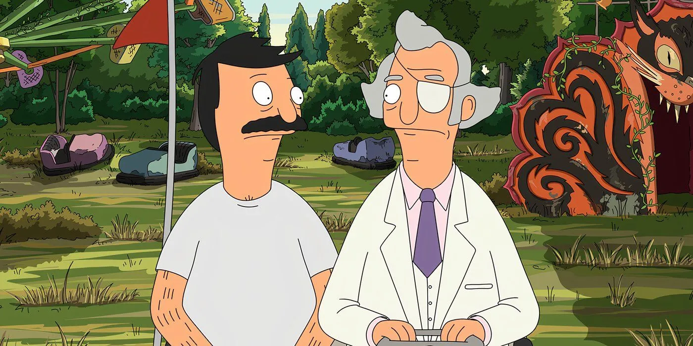 Bob stoi na zewnątrz w The Oeder Games na Bob's Burgers