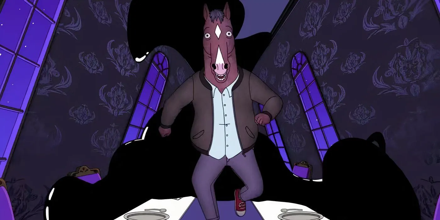 BoJack Horseman courant dans un couloir dans The View from Halfway Down