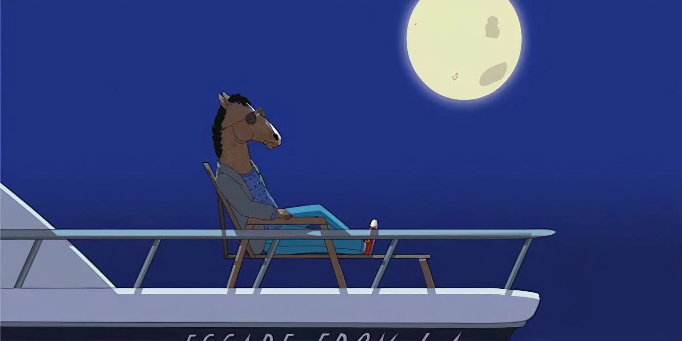 BoJack Horseman assis sur un bateau dans Escape from LA