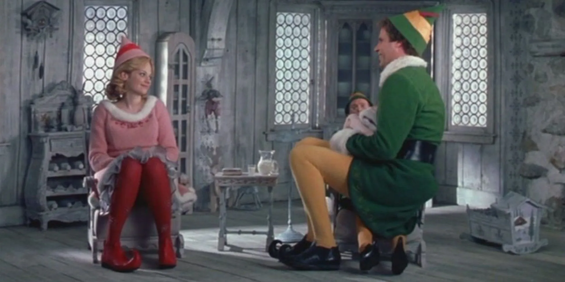 Buddy and Jovie with their baby at the North Pole in Elf