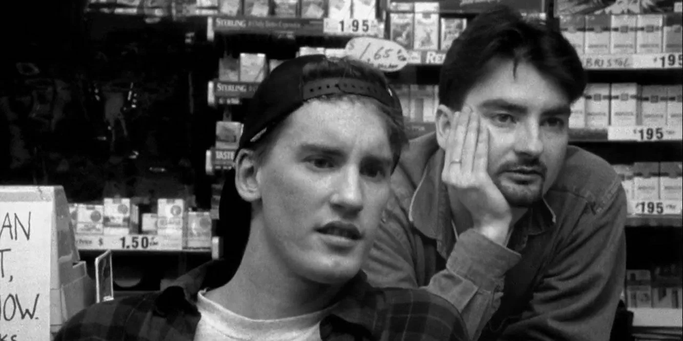 Brian O'Halloran como Dante Hicks y Jeff Anderson como Randal Graves en Clerks (1994)