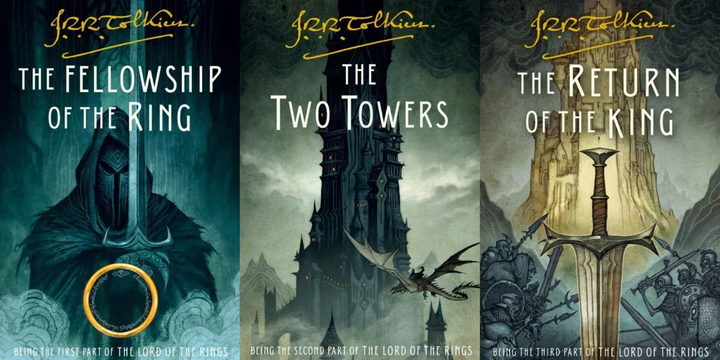 Die Cover der Trilogie „Der Herr der Ringe“ von J.R.R. Tolkien.