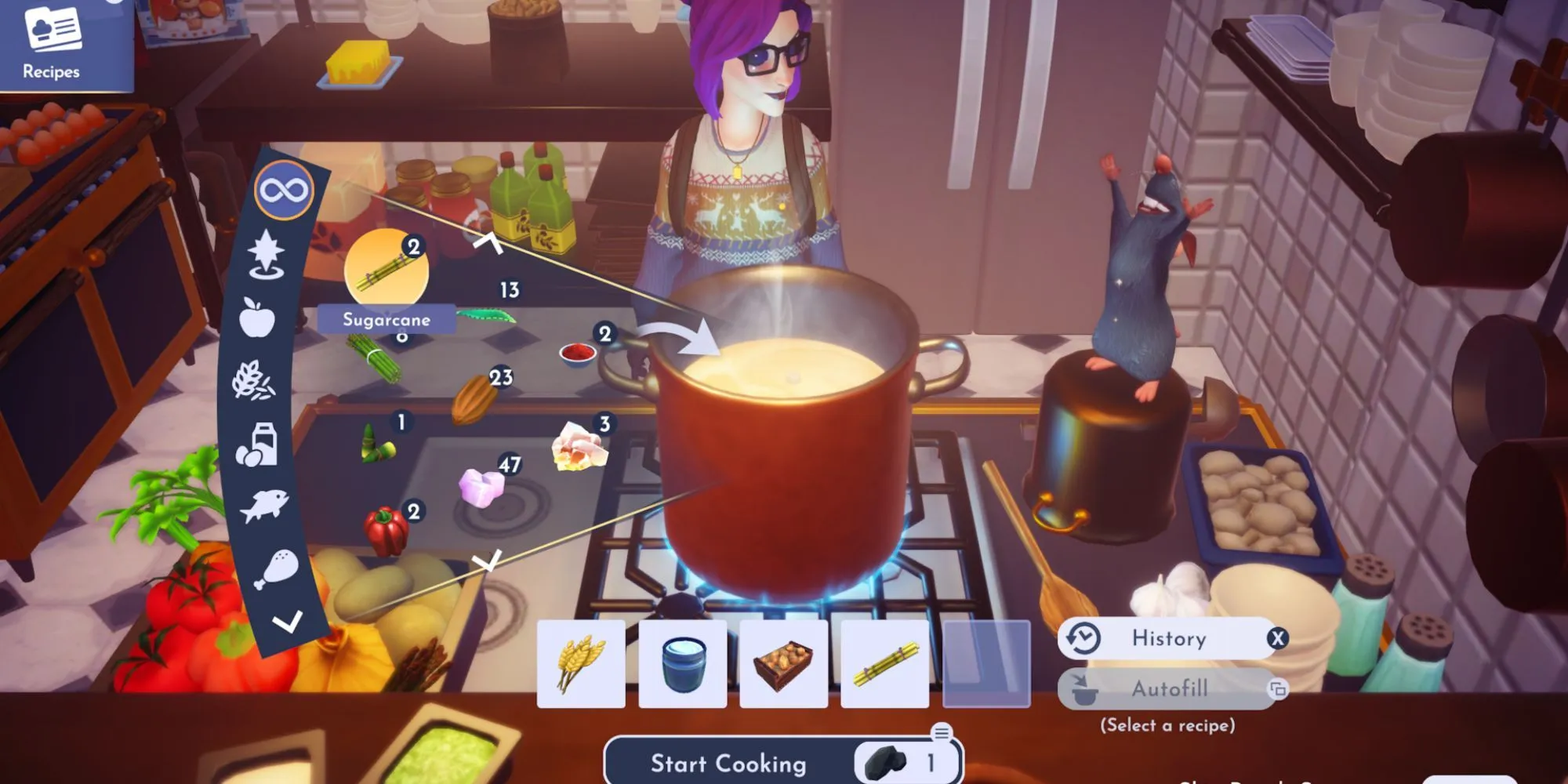 Cooking with Nutmeg Cookie ingredients in Disney Dreamlight Valley