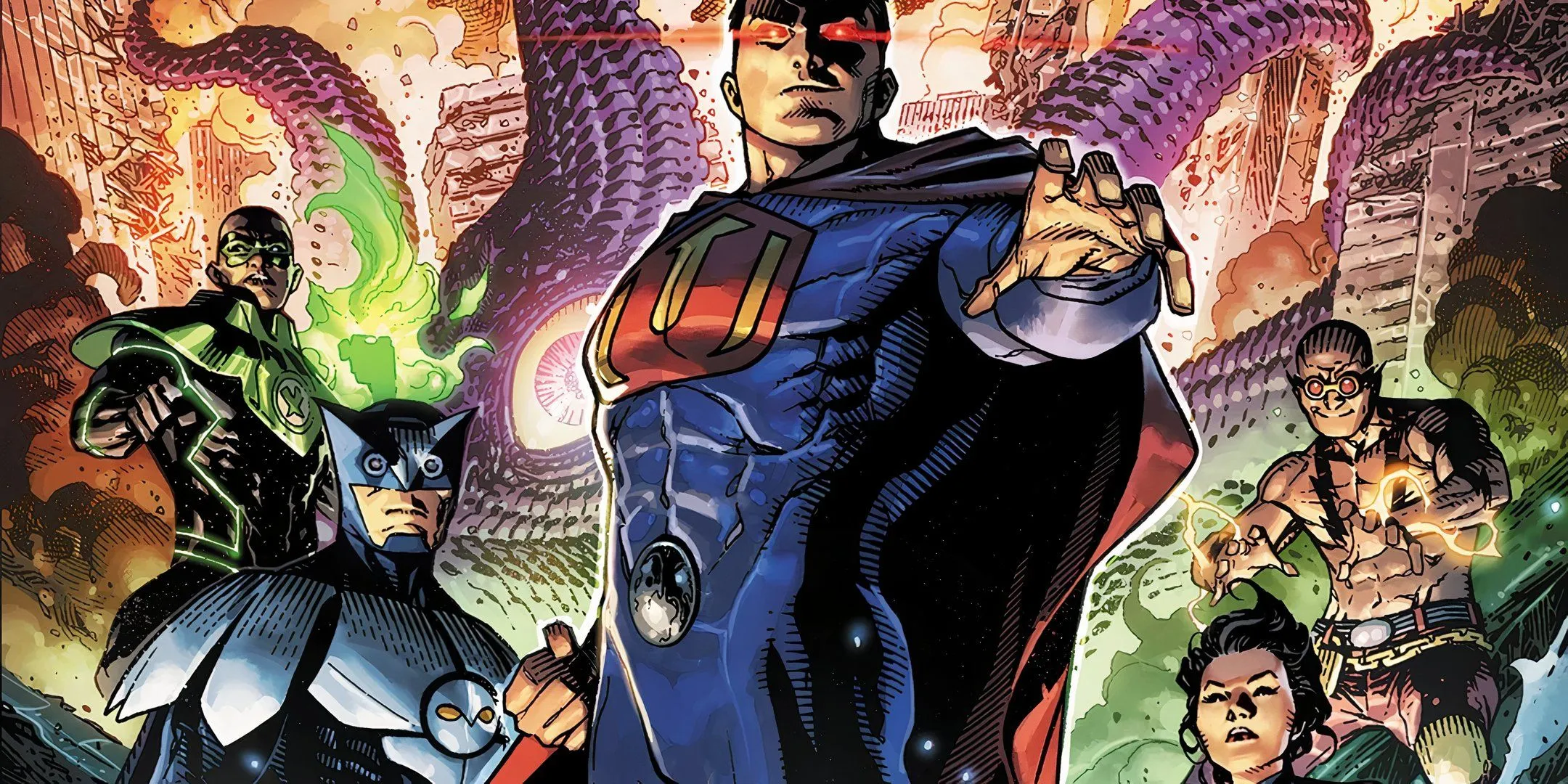 Arte de cómic: Crime Syndicate y Ultraman están a punto de usar la visión térmica