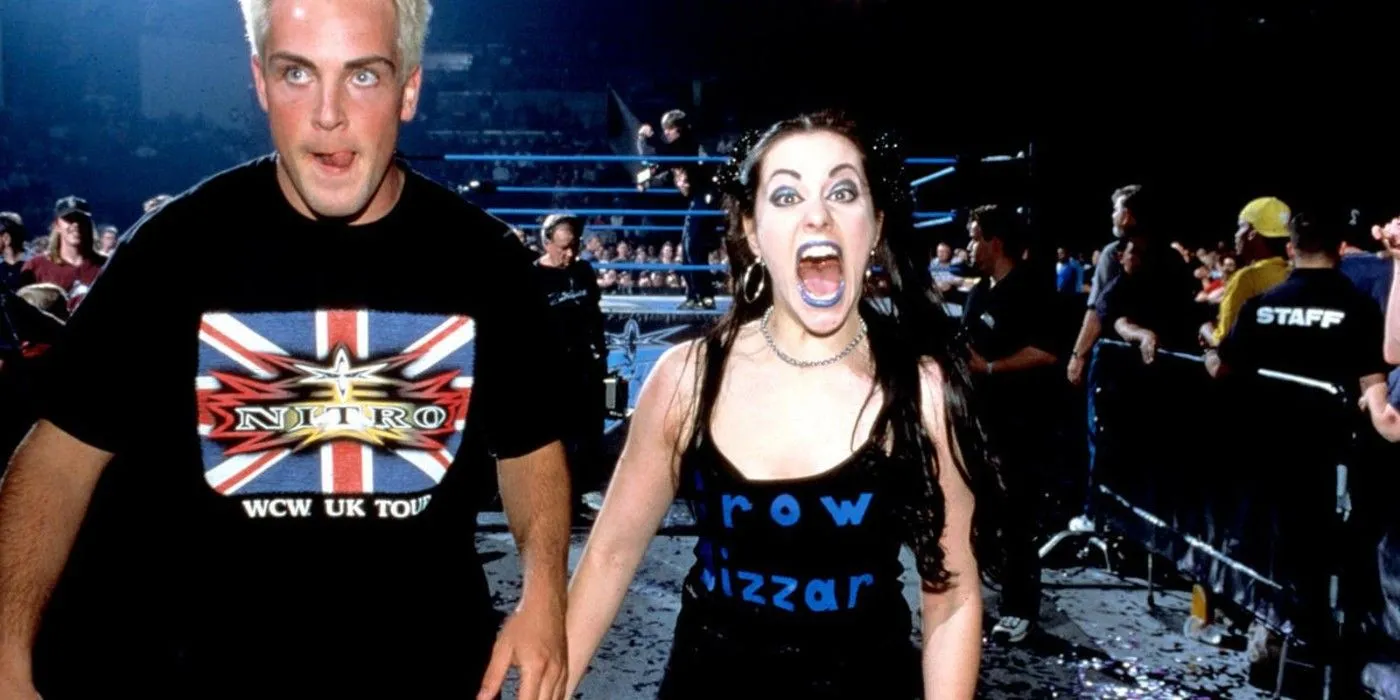 Daffney and Ric Flair's son David exit a WCW ring