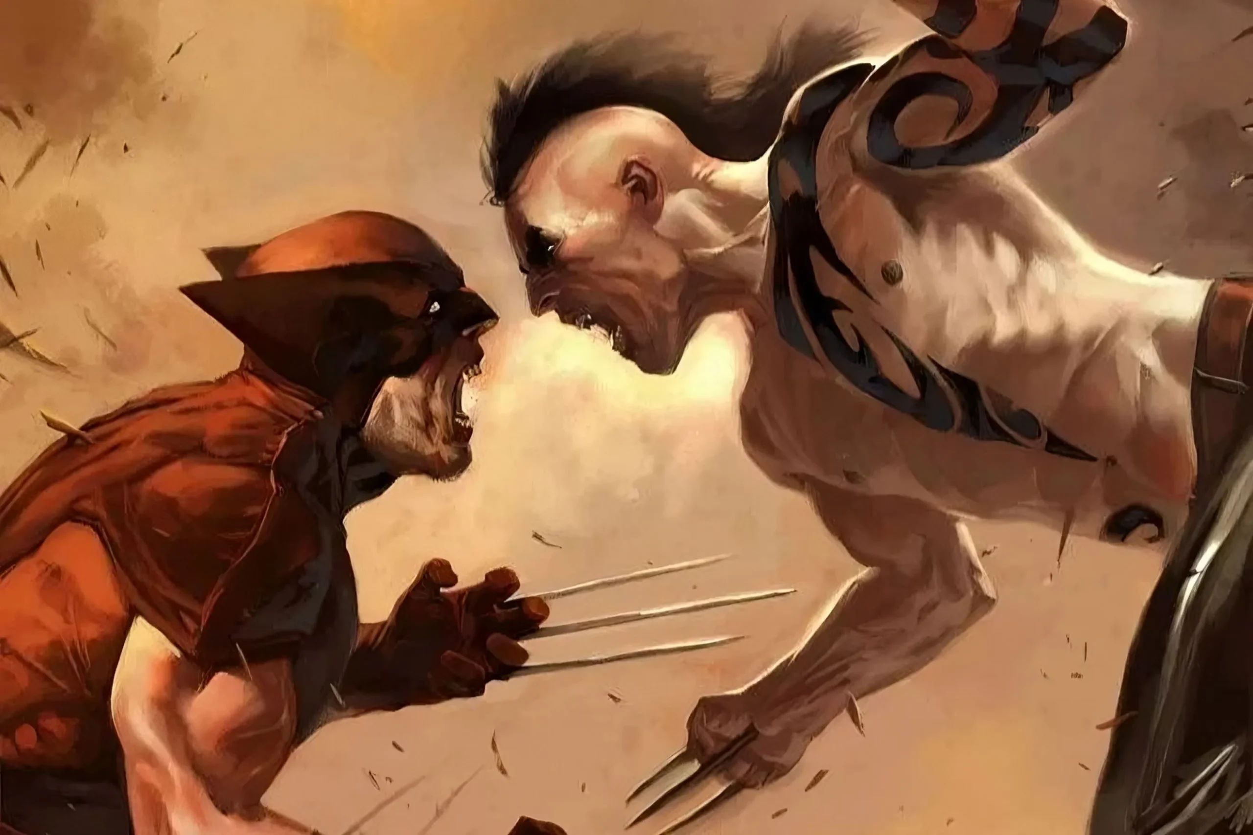 Daken e Wolverine combattono.