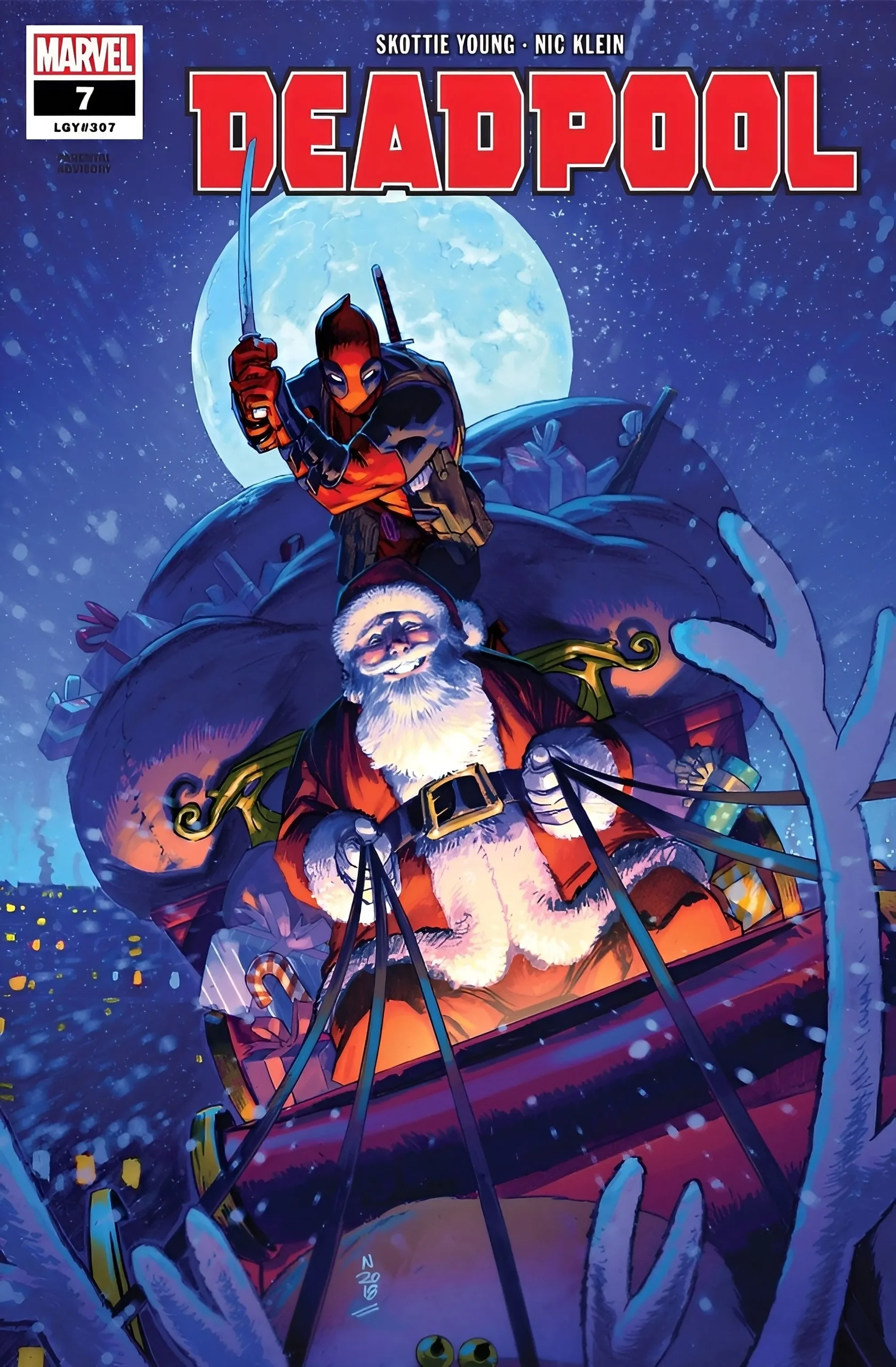 Portada del cómic: Deadpool ataca a Santa.