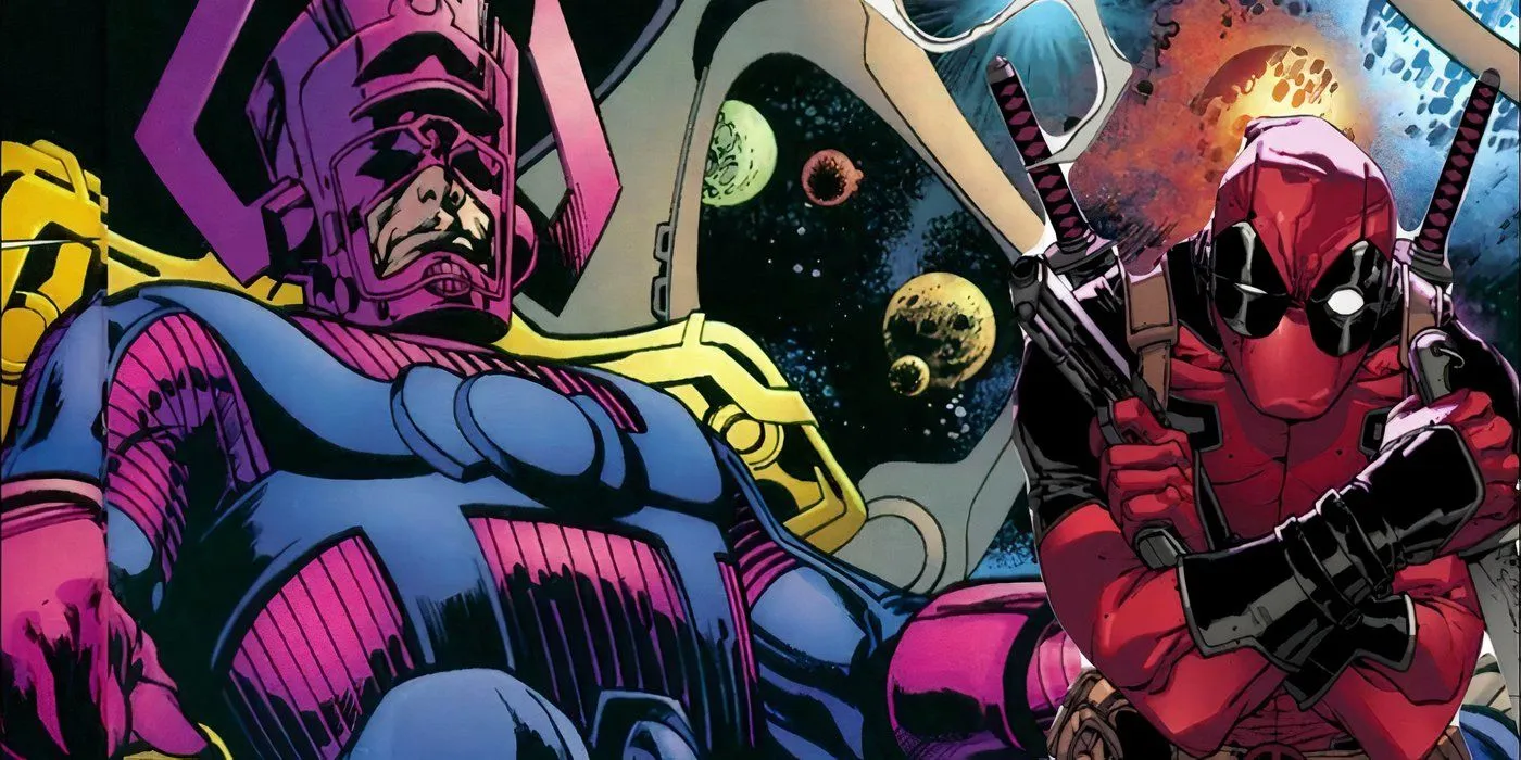 Deadpool und Galactus von Marvel Comics Seite an Seite.