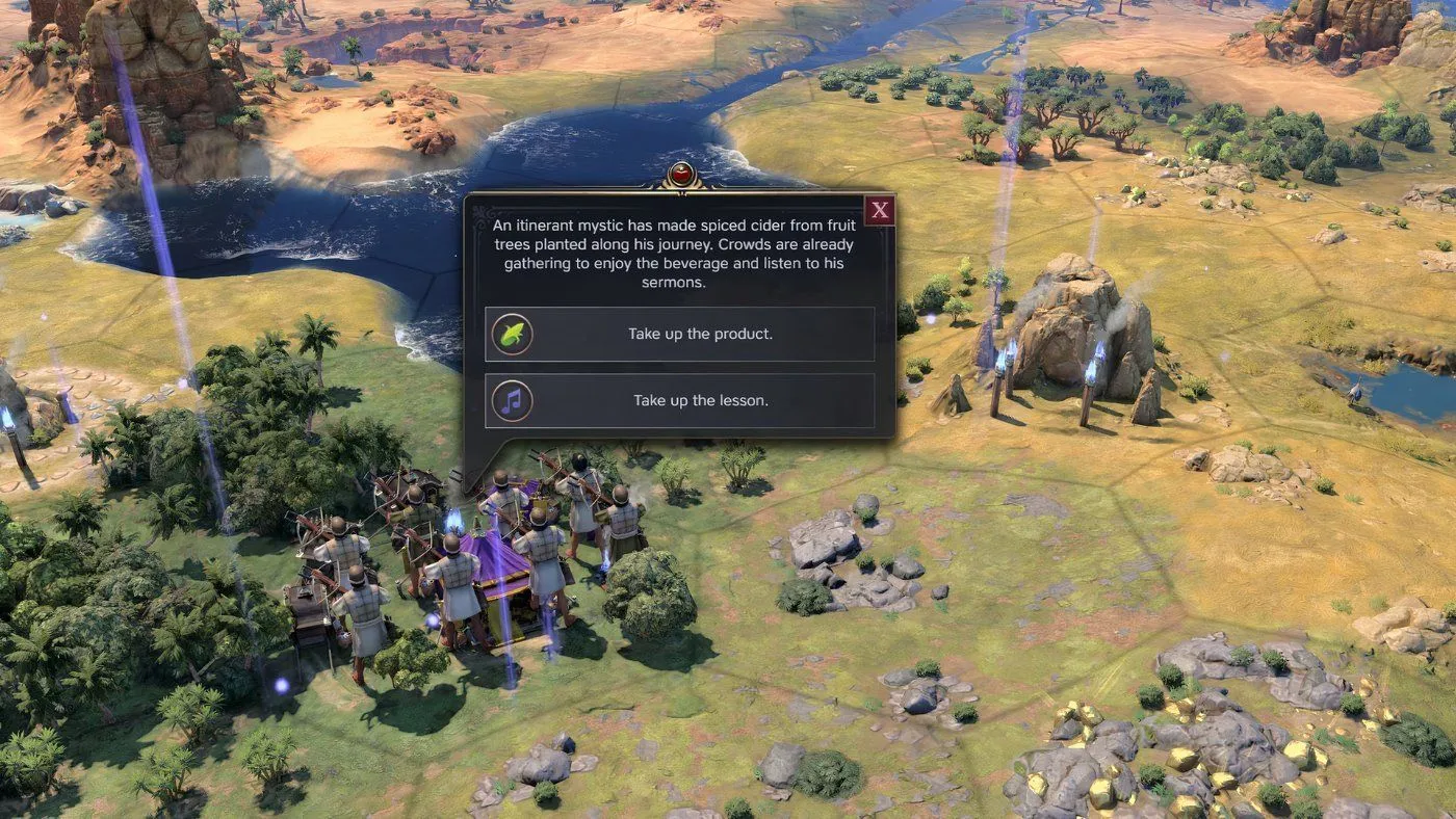 Captura de pantalla del evento Discovery de Civ 7