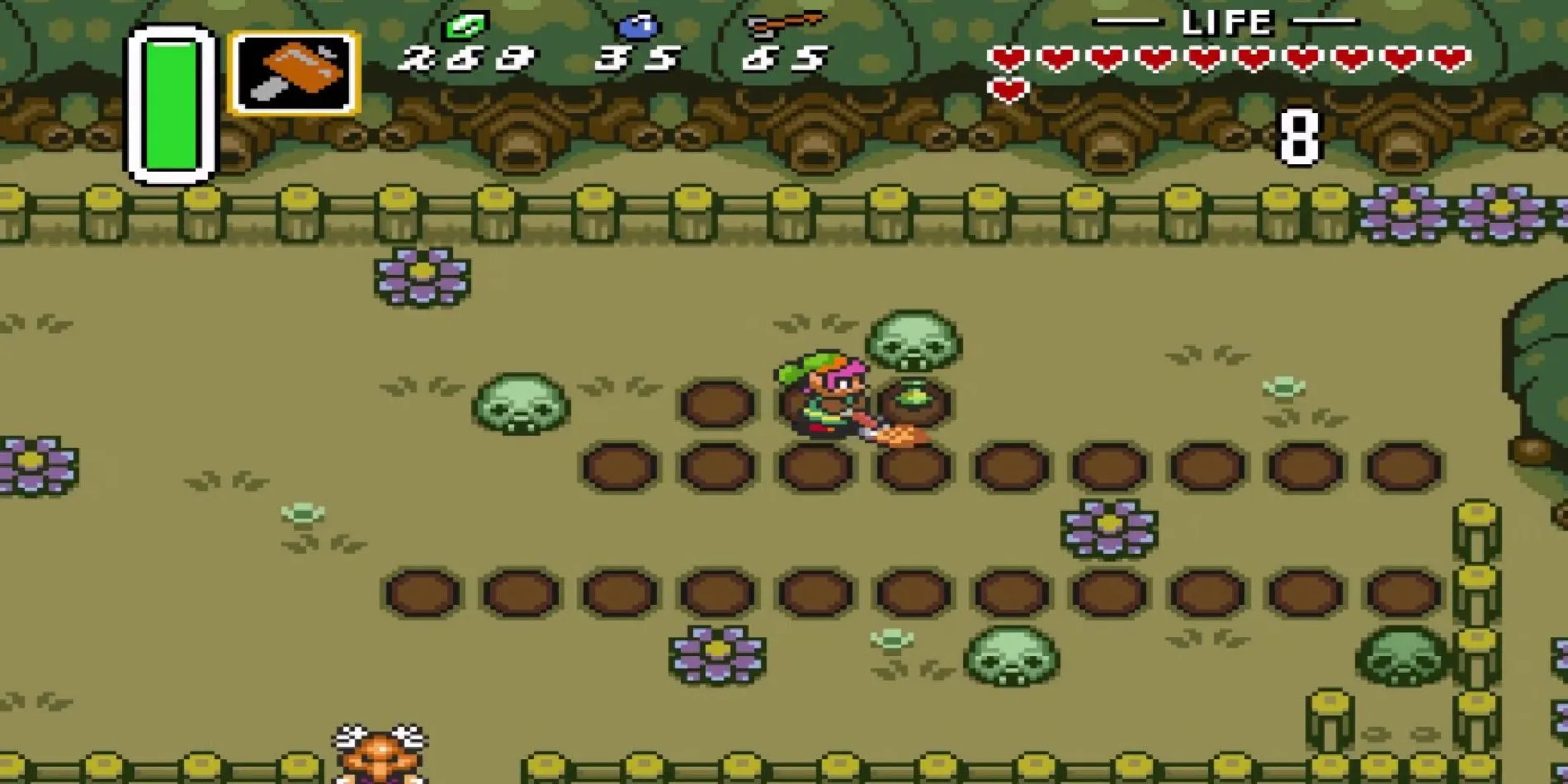 Link engaging in the digging game in A Link to the Past