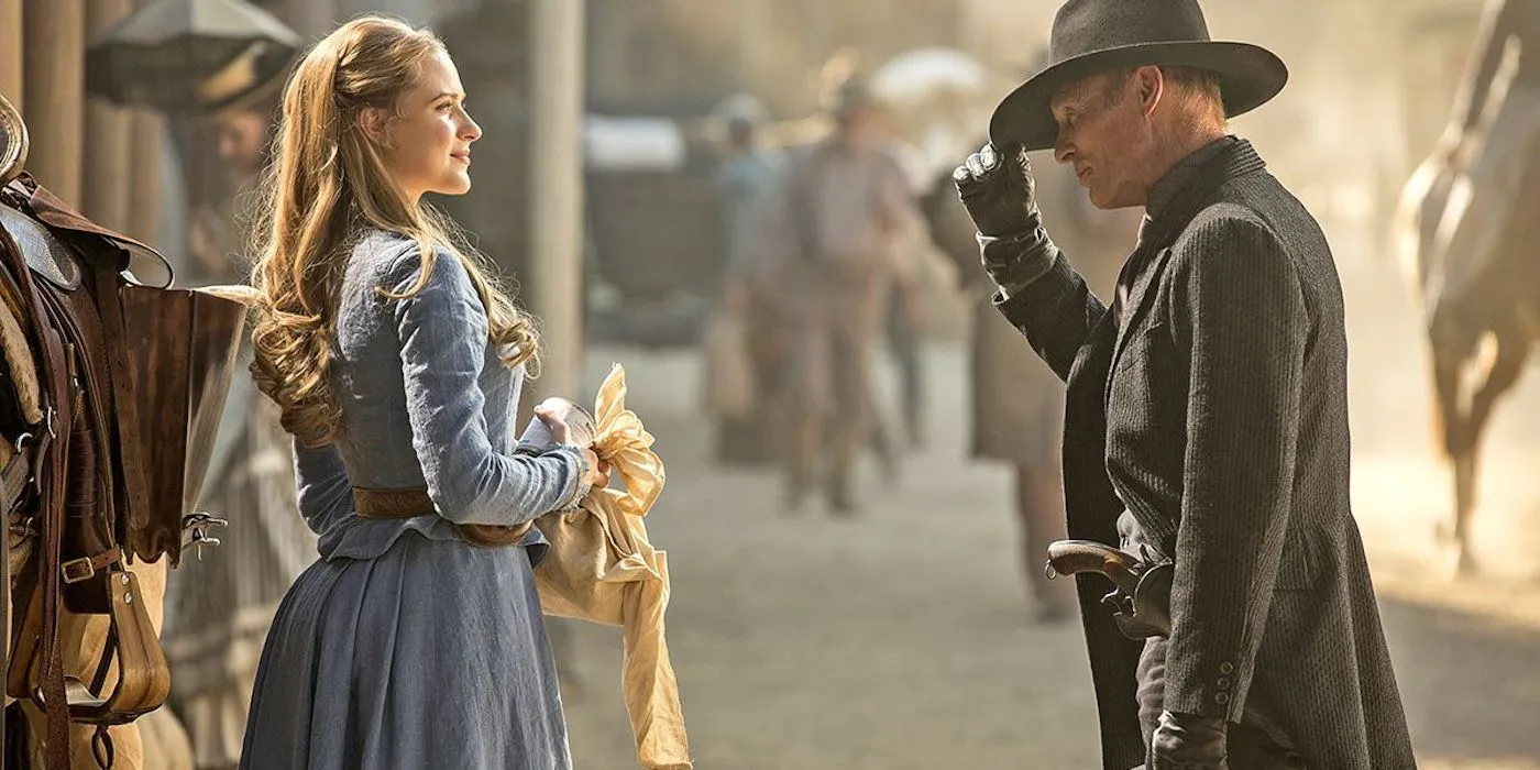 Dolores und der Mann in Schwarz aus Westworld