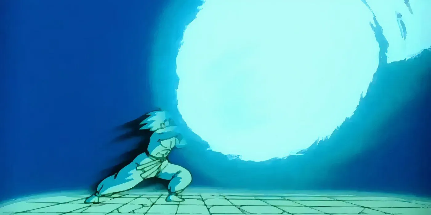 Goku verwendet sein erstes Super Kamehameha gegen Piccolo im Martial-Arts-Turnier