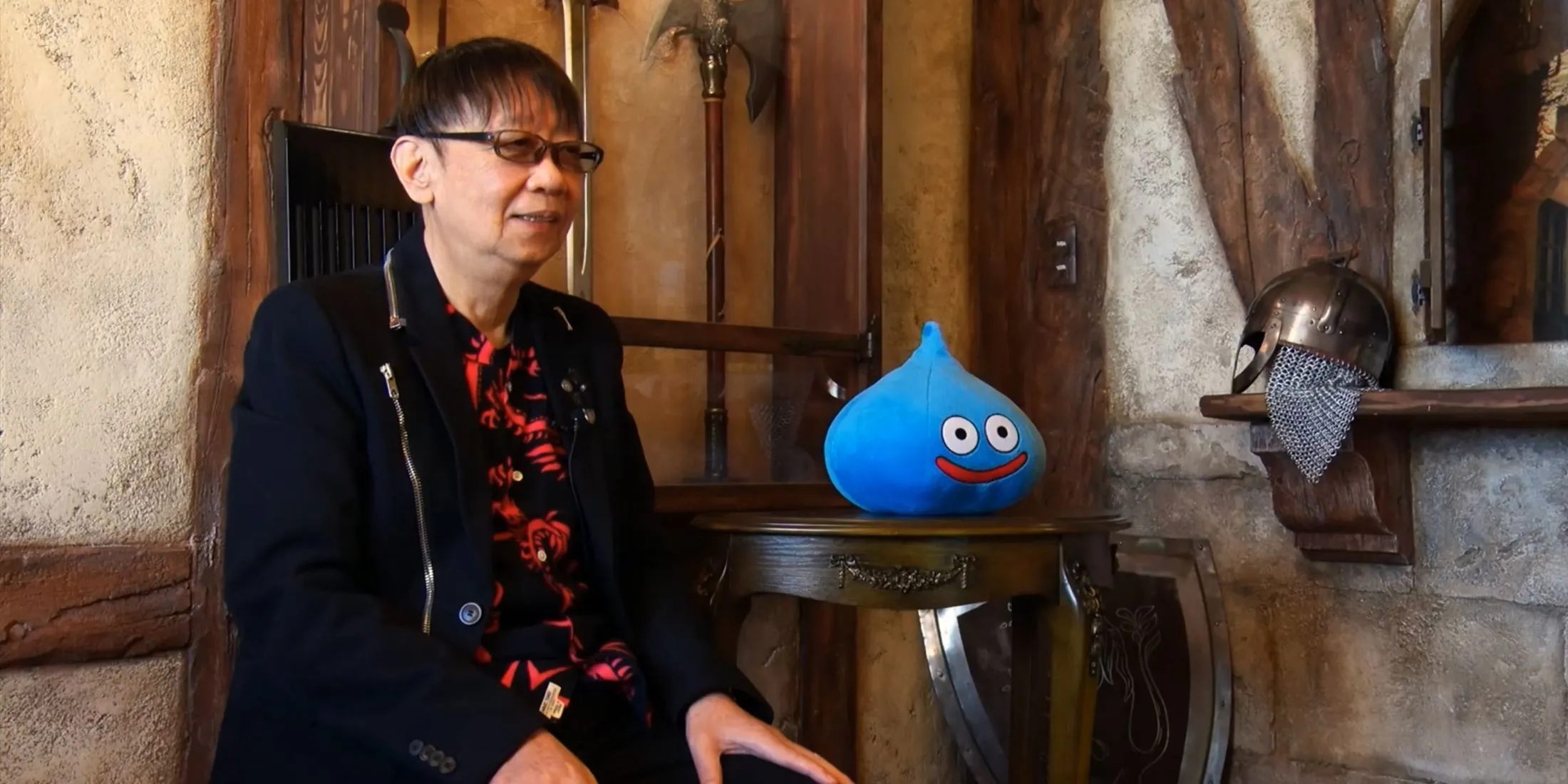 Yuji Horii with Slime character