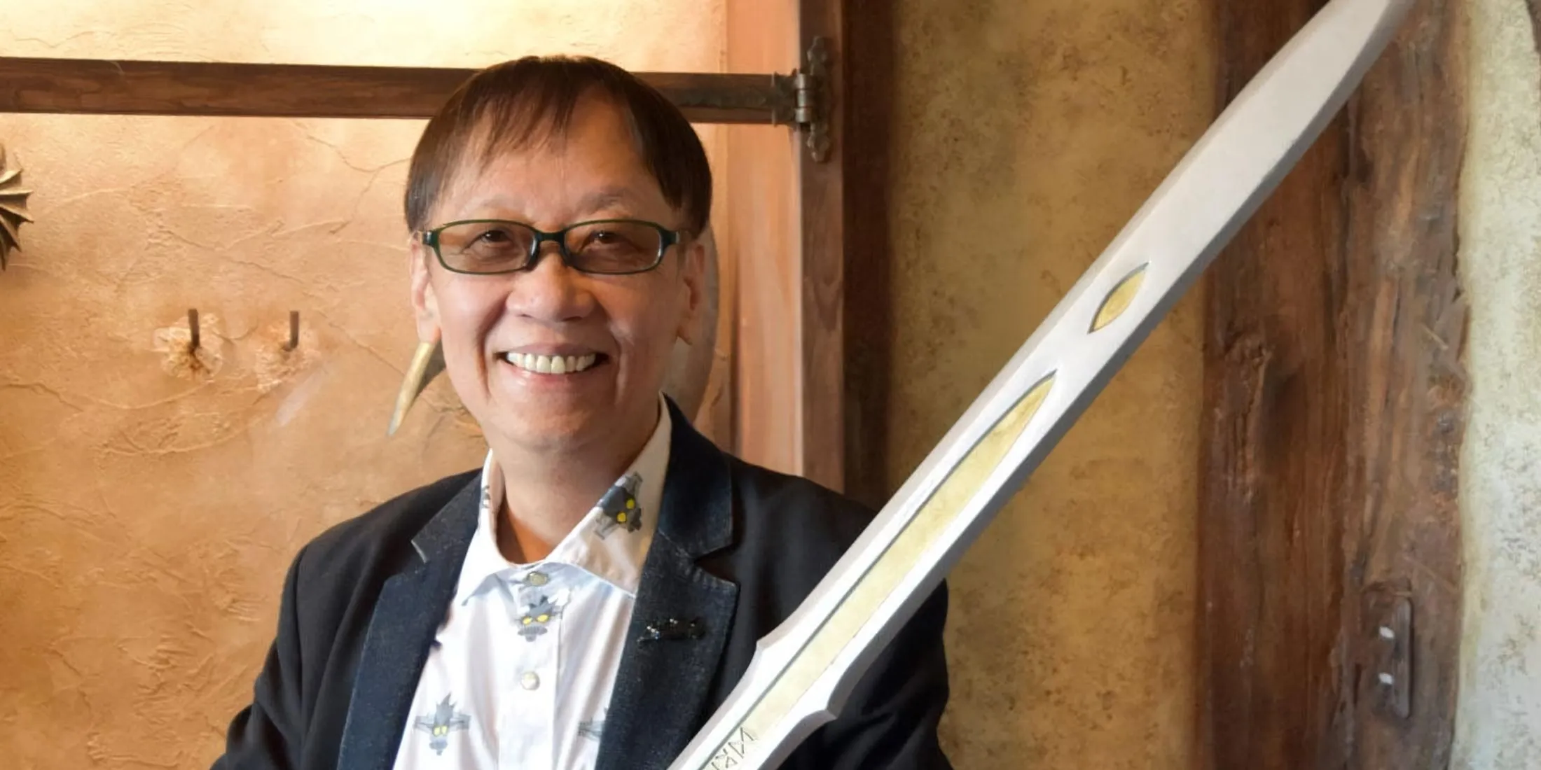 Yuji Horii with a sword