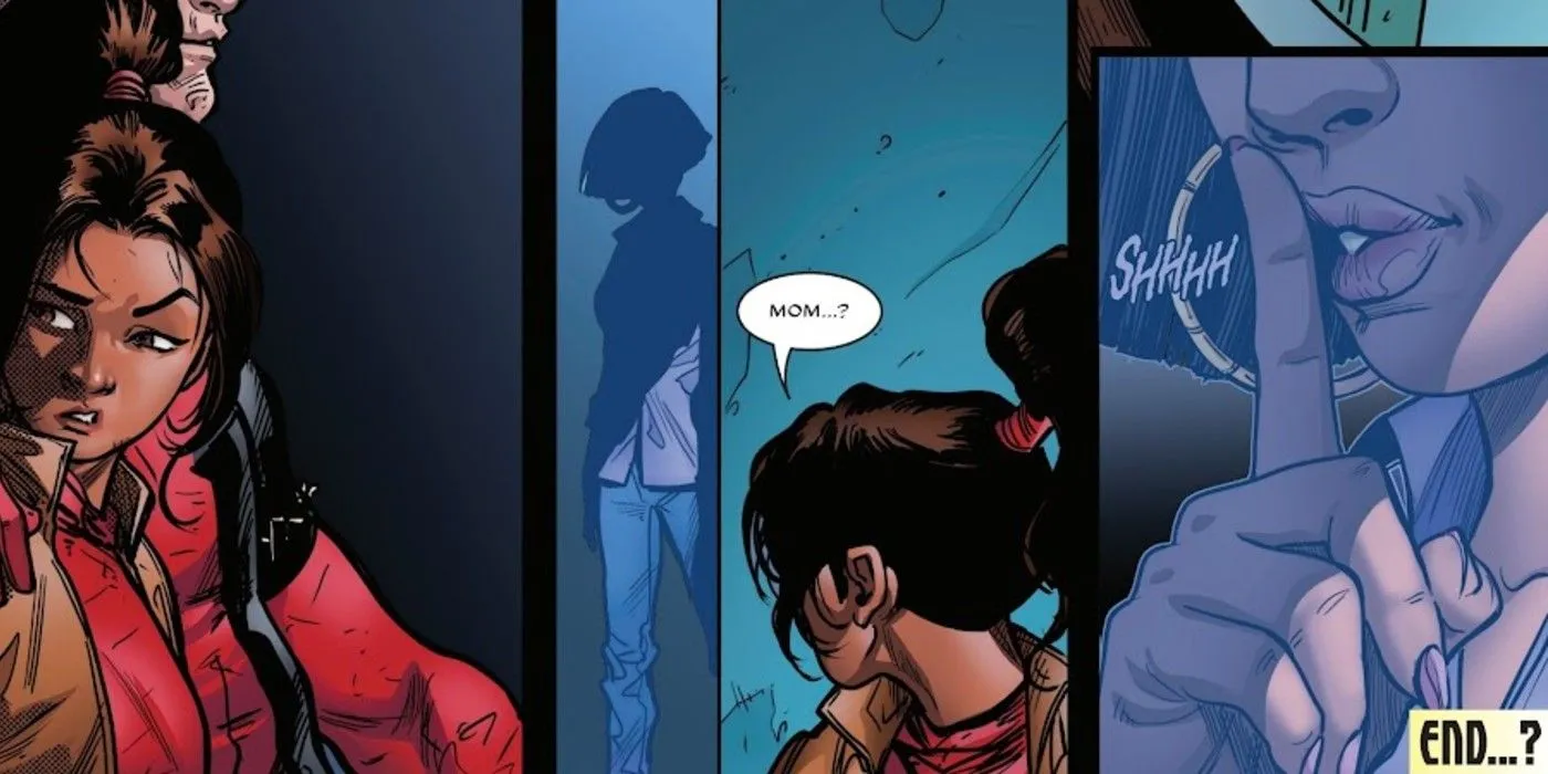 Ellie incontra il fantasma di Carmelita Camacho mentre è seduta con Wade Wilson in Deadpool #9