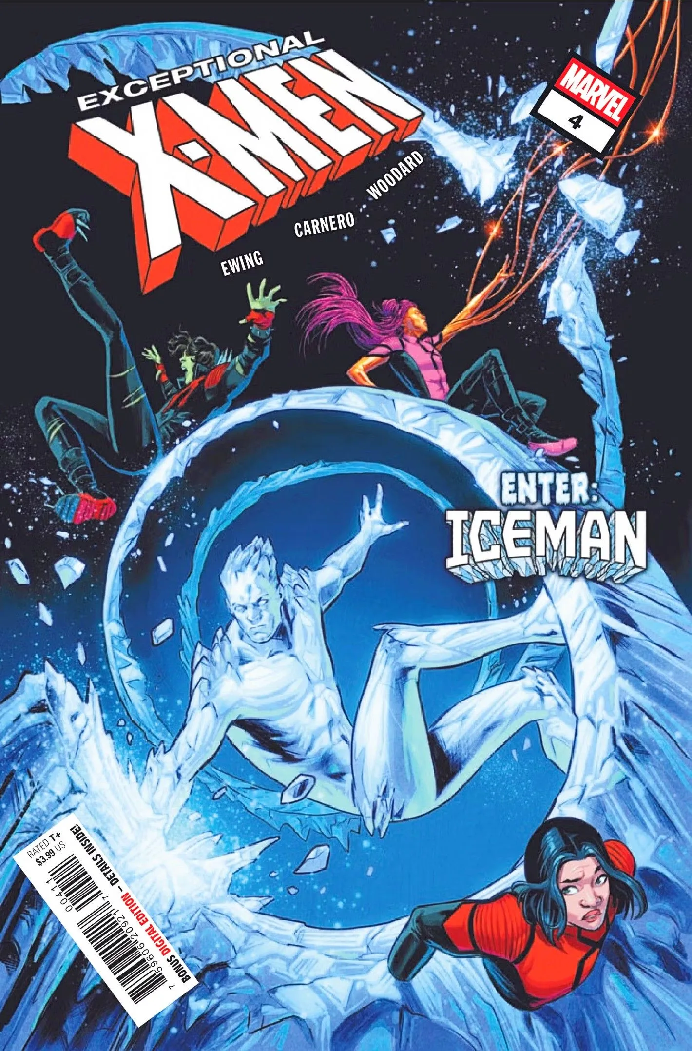 Copertina eccezionale di X-Men #6 con Iceman e altri eroi mutanti che si lanciano in azione