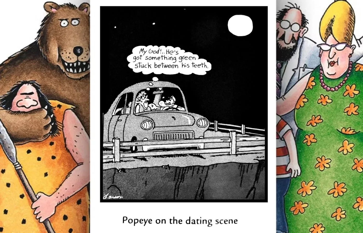 Cómic de Far Side donde Popeye tiene una cita