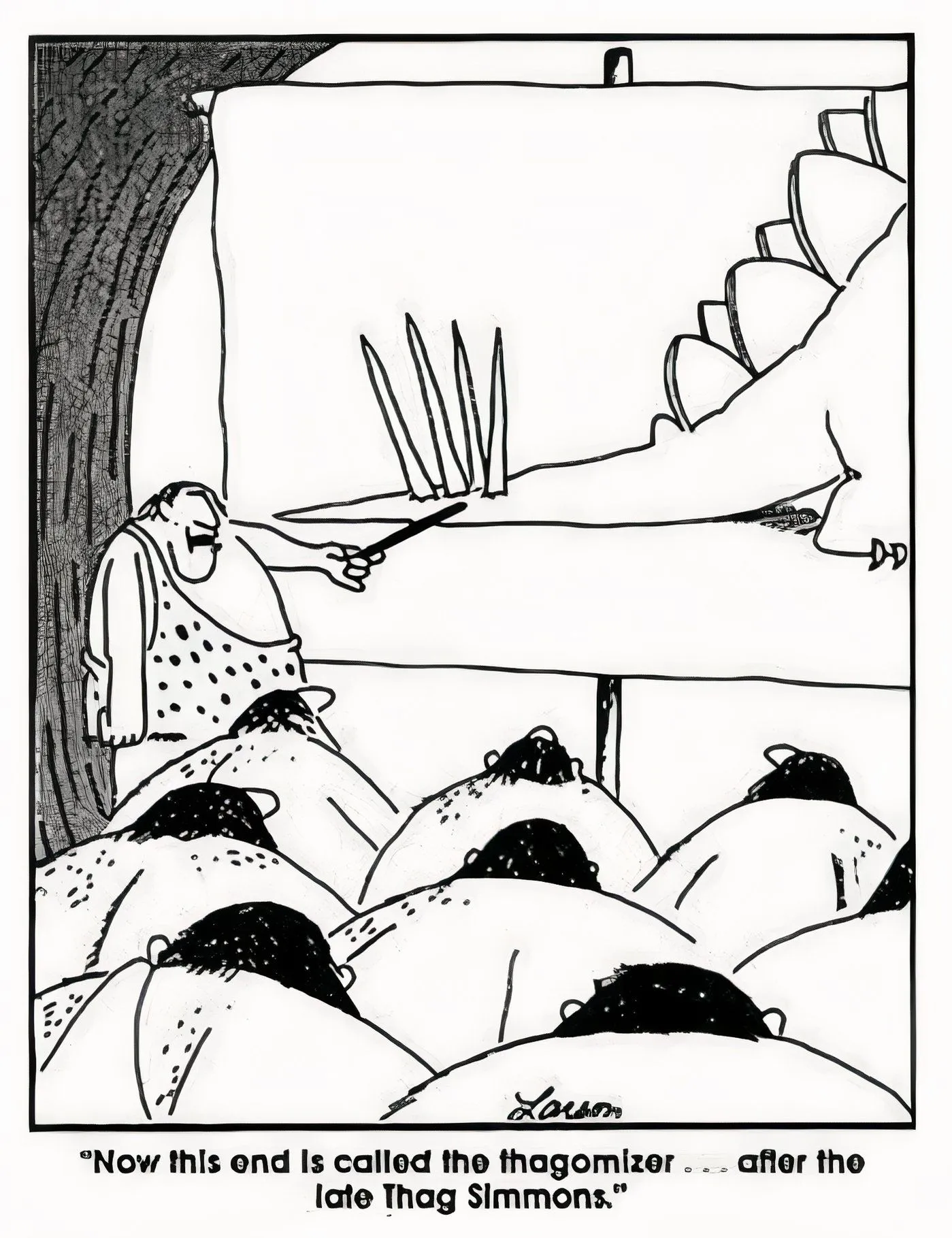 Far Side-Comic mit Thagomizer